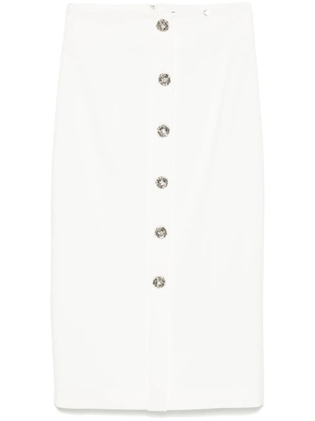  Nissa Floral-buttons Midi Skirt - White 