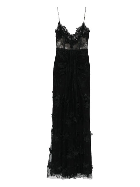  Nissa Floral-embellished Lace Maxi Dress - Black 