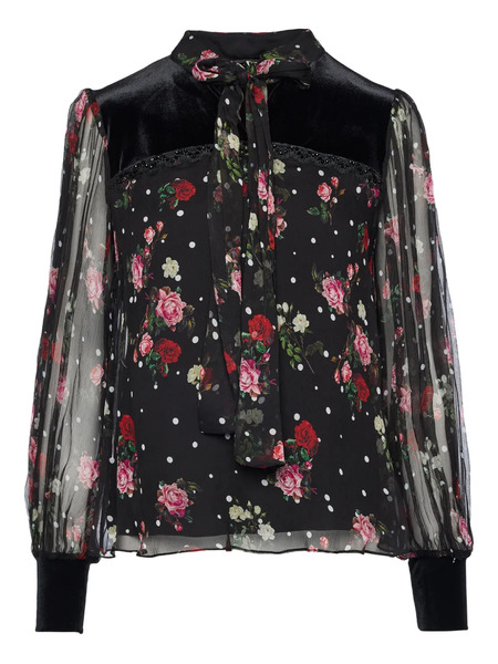  Nissa Floral Polka-dot Top - Black 