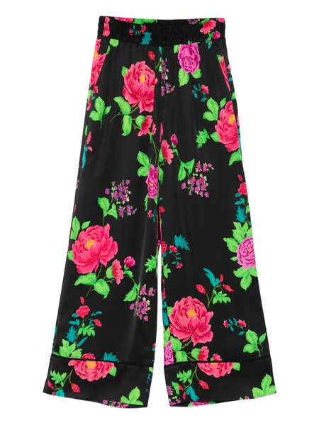  Nissa Floral-print Elastic-waist Trousers - Black 