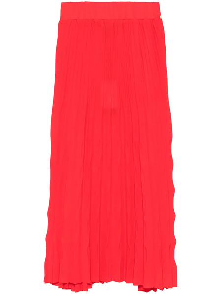  Nissa High-waisted Pleated Midi Skirt - Red 