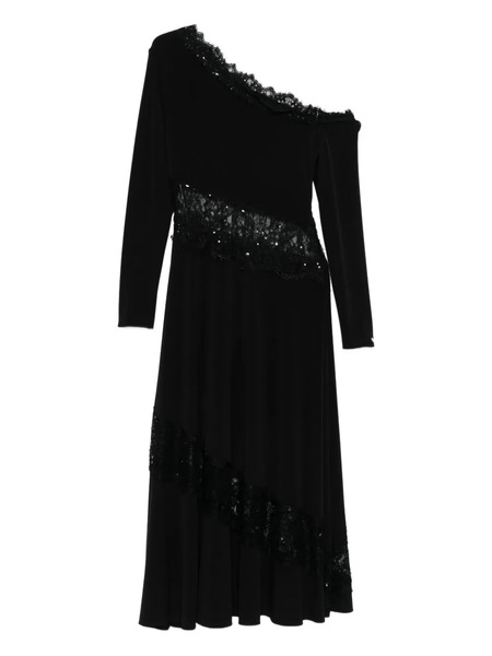  Nissa Lace-trim One-shoulder Dress - Black 