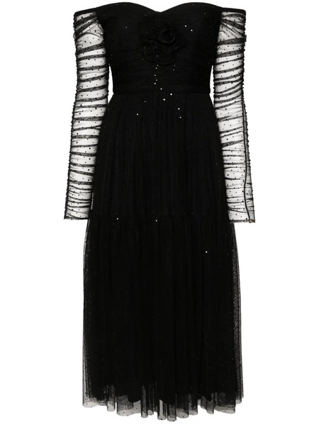  Nissa Mesh Midi Dress - Black 