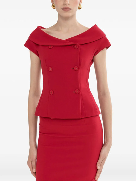  Nissa Off-shoulder Fitted Blazer - Red 