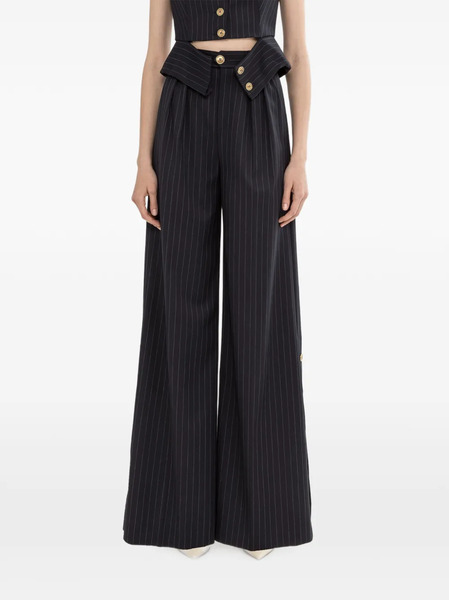  Nissa Pinstripe Button Palazzo Pants - Blue 