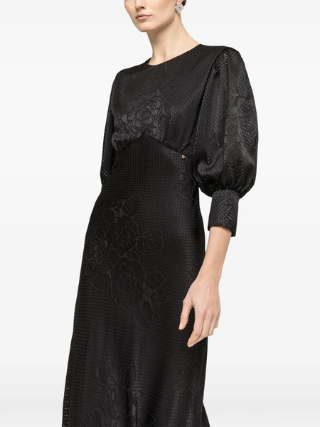  Nissa Puff-sleeve Midi Dress - Black 