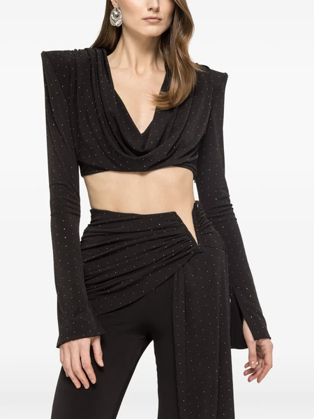  Nissa Rhinestone-embellished Crop Top - Black 