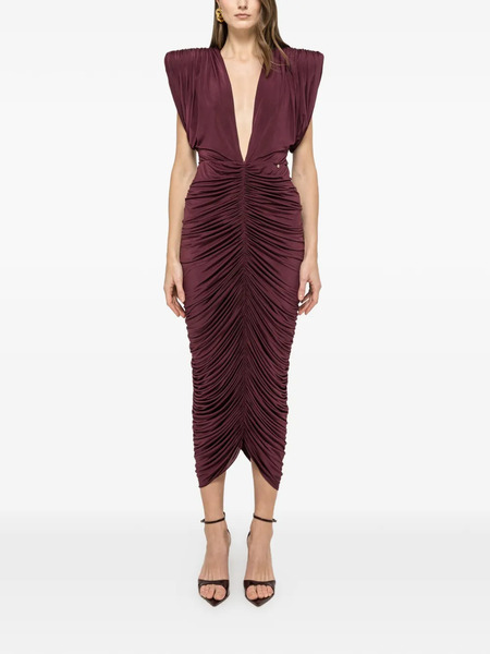  Nissa Ruched Midi Dress - Purple 