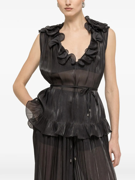  Nissa Ruffled Chiffon Top - Black 