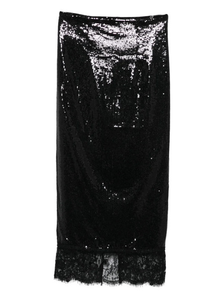  Nissa Sequin-embellished Lace-trim Skirt - Black 