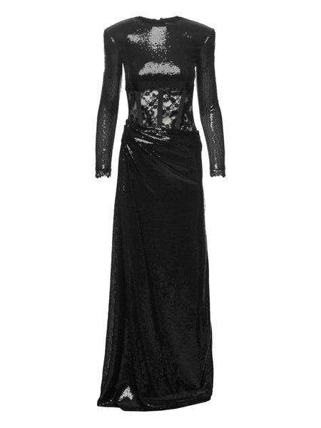  Nissa Sequin Lace Maxi Dress - Black 