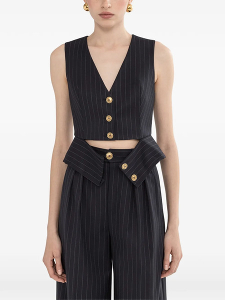  Nissa Single-breasted Pinstripe Waistcoat - Blue 