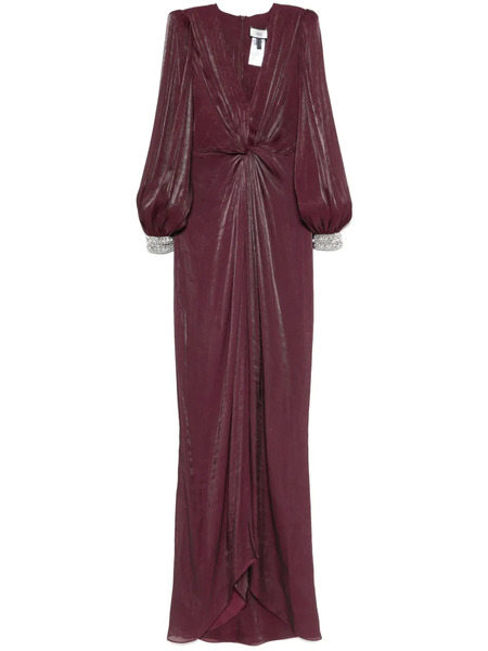  Nissa Twist-detail Chiffon Maxi Dress - Purple 