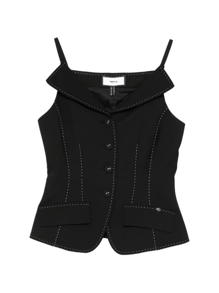  Nissa V-neck Buttoned Top - Black 