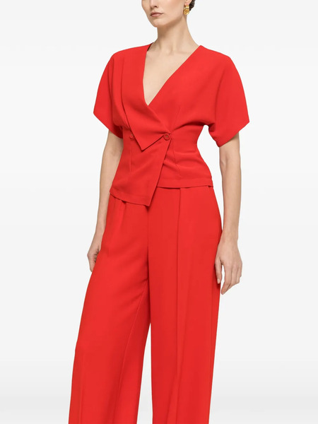  Nissa V-neck Buttoned Top - Red 