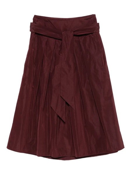  Niu Camelia Pleated-belted Midi Skirt - Red 