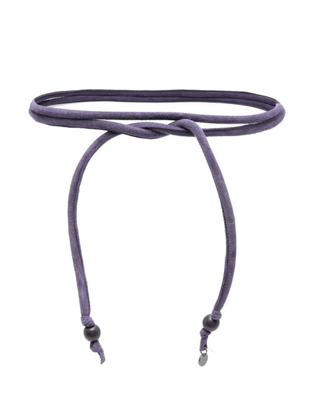  Niu Suede-tie Beaded Belt - Blue 