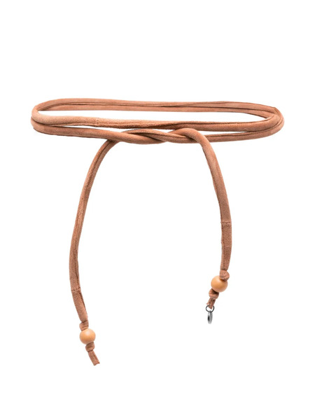  Niu Suede Wood-bead Belt - Neutrals 