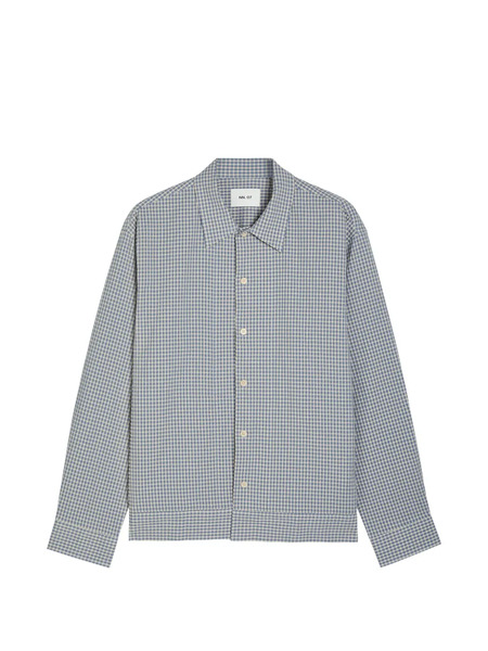  Nn07 Collared Checked Shirt - Blue 