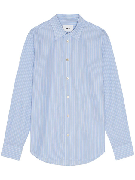  Nn07 Striped Long-sleeves Shirt - Blue 