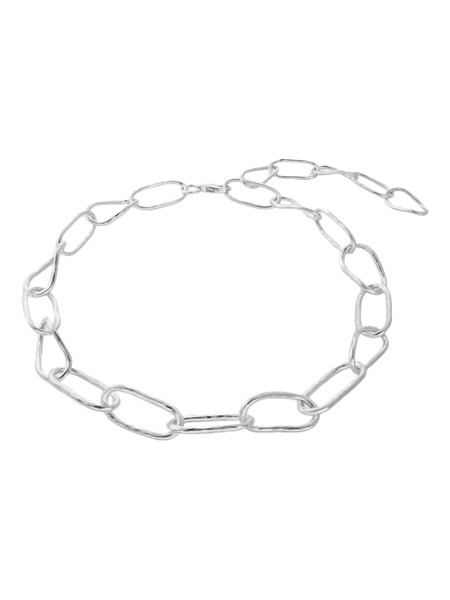  No More Bold Hammered Chain Necklace - Silver 