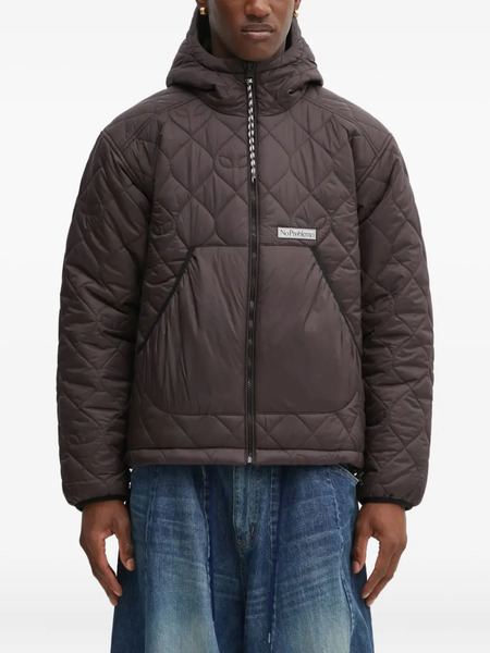  No Problemo Quilted Hooded Jacket - Brown 