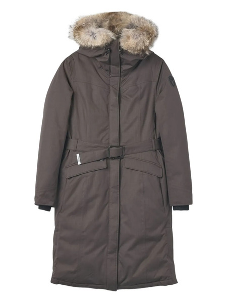  Nobis Faux-fur Hooded Belted Coat - Grey 