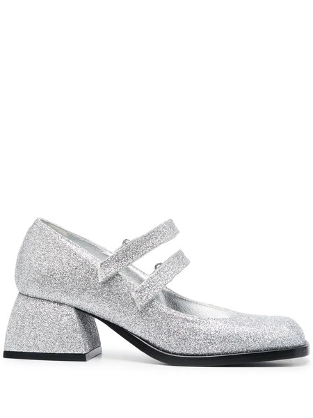  Nodaleto Glitter-detail Leather Pumps - Silver 