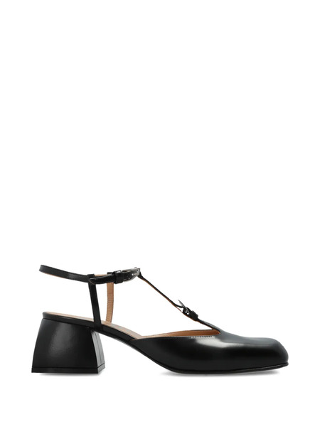  Nodaleto Square-toe Buckle Leather Pumps - Black 