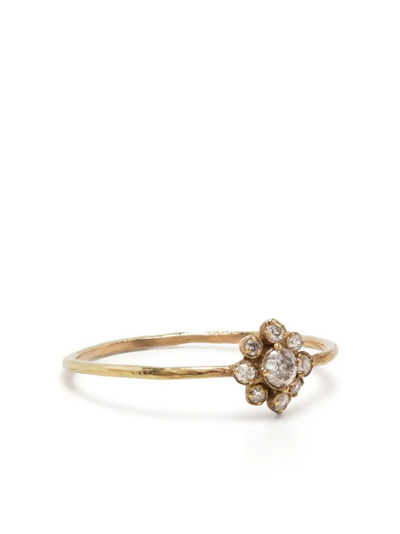  Noguchi 14kt Yellow Gold Flower Diamond Ring 
