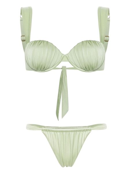  Noire Swimwear Cheeky Ruched Bikini Set - Green 