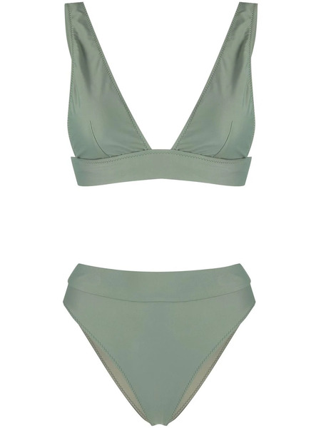 Noire Swimwear High-waisted V-neck Bikini Set - Green 