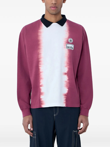  Nòmarythm Textile Contrast Collar Logo Patch Long Sleeve Shirt - Red 