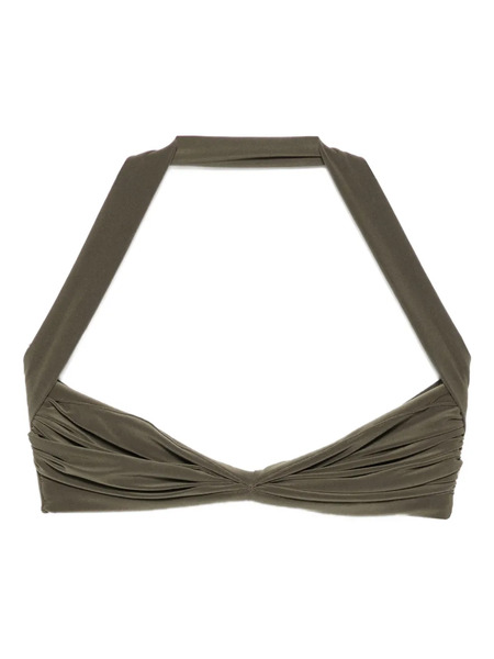  Norma Kamali Bill Halterneck Draped Bikini Top - Green 