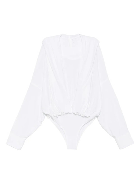  Norma Kamali Draped-sleeve Bodysuit - White 