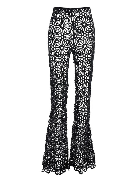  Norma Kamali Flower-crochet Trousers - Black 