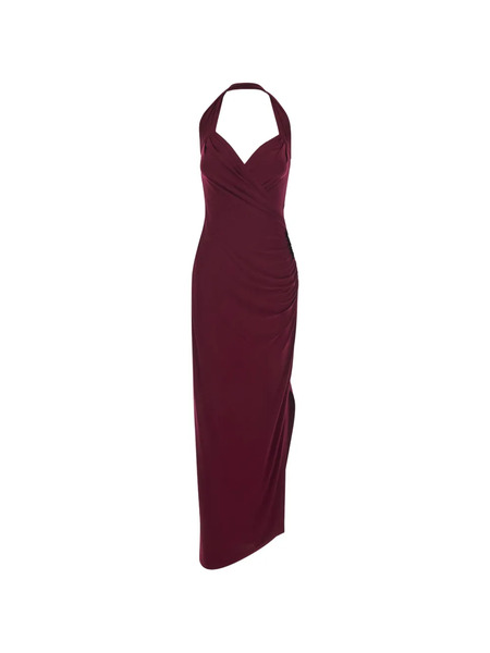  Norma Kamali Halterneck Draped Dress - Red 