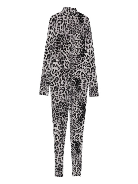  Norma Kamali Leopard-print Turtleneck Jumpsuit - Black 