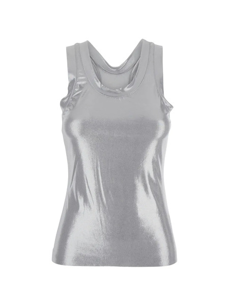  Norma Kamali Metallic Racerback Top - Silver 