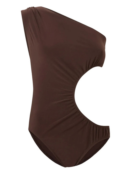  Norma Kamali Mio Sunburst One-shoulder Cut-out Swimsuit - Brown 