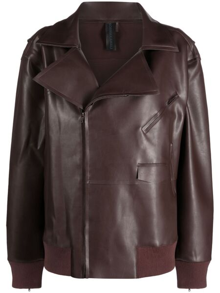  Norma Kamali Oversized Zip-up Biker Jacket - Brown 