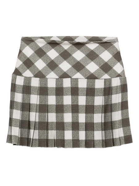  Norma Kamali Pleated Checked Skirt - Green 