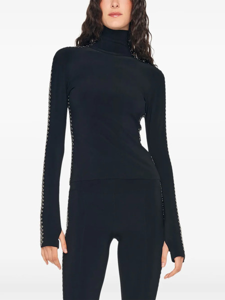 Norma Kamali Stud-embellished Turtleneck T-shirt - Black 