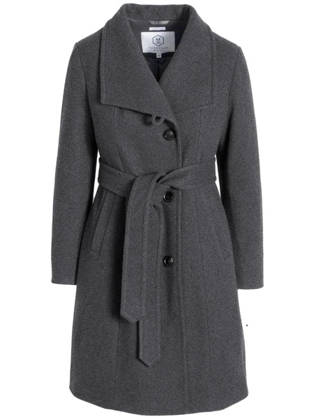  Norwegian Wool City Belted-waist Coat - Grey 