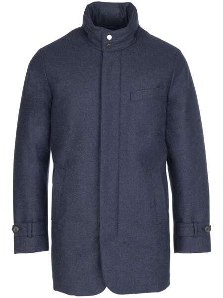  Norwegian Wool Down-lined Virgin-wool Coat - Blue 