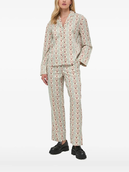  Notes Du Nord Floral-stripe Embellished-button Shirt - Neutrals 