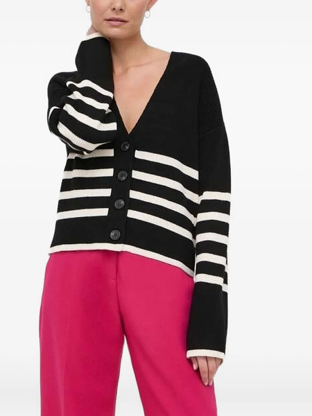  Notes Du Nord Striped Ribbed Cardigan - Black 