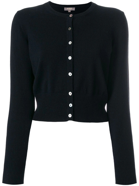 N.peal Cropped Contrast Button Cardigan - Black 
