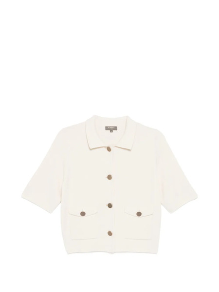  N.peal Cutaway Collar Short-sleeve Blouse - Neutrals 