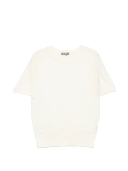  N.peal Milly Lace Stitch T-shirt - Neutrals 